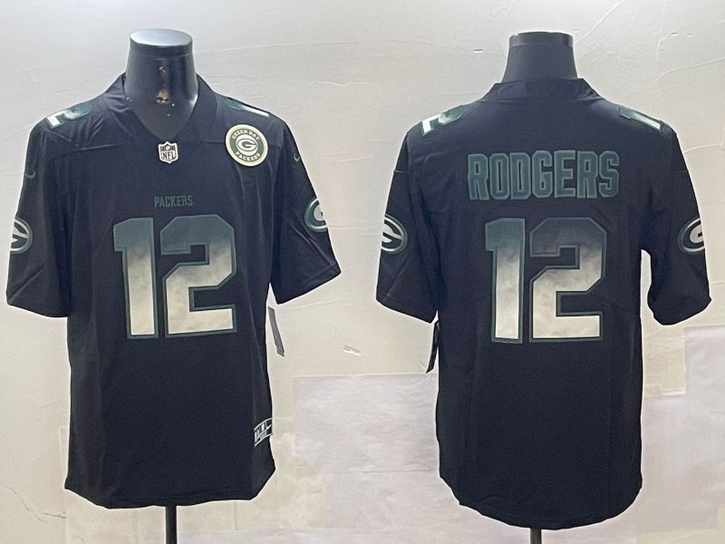 Men Green Bay Packers #12 Rodgers Black 2024 Nike Limited NFL Jersey style 01081